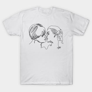 Love on Titanic, line art T-Shirt